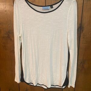 Cynthia Rowley Cream and Black Long Sleeve Top